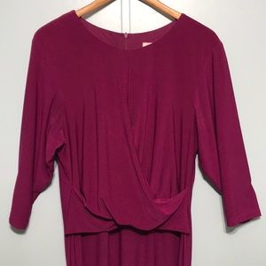 *Eliza J. Deep Purple Circular Double Shaped Front 3/4 Sleeve Dress* Size: 16W
